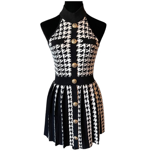 Black & White Houndstooth Knit Dress The Kiny - Picture 3 of 9